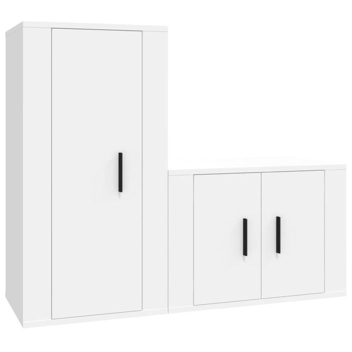 Ensemble de meubles TV 2 pcs Blanc Bois d'ingénierie - Photo n°1