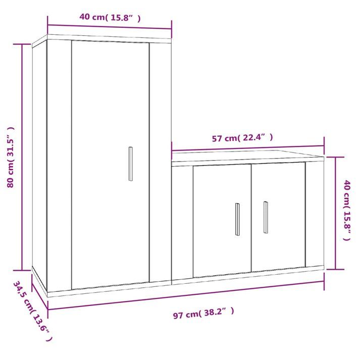 Ensemble de meubles TV 2 pcs Blanc Bois d'ingénierie - Photo n°8