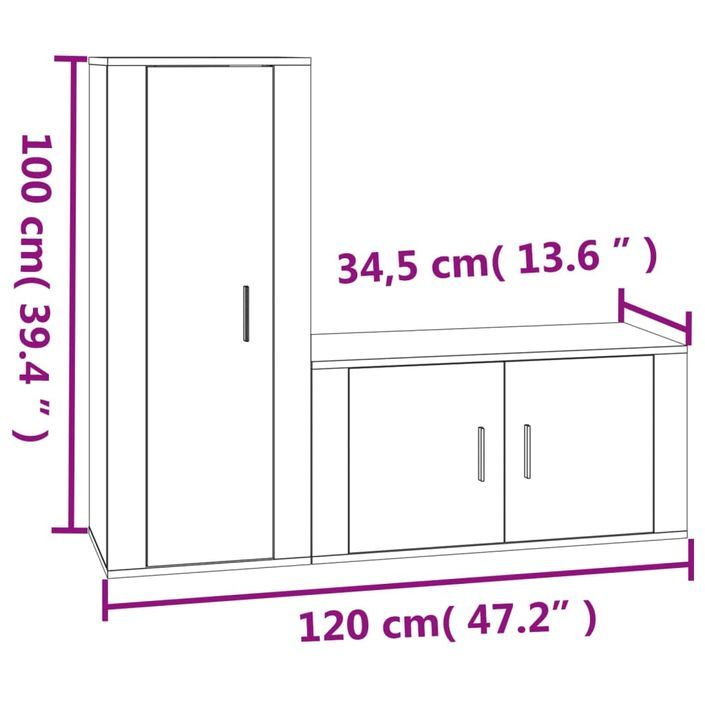 Ensemble de meubles TV 2 pcs Blanc Bois d'ingénierie - Photo n°7