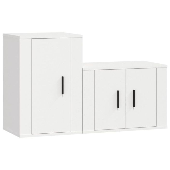 Ensemble de meubles TV 2 pcs Blanc Bois d'ingénierie - Photo n°1