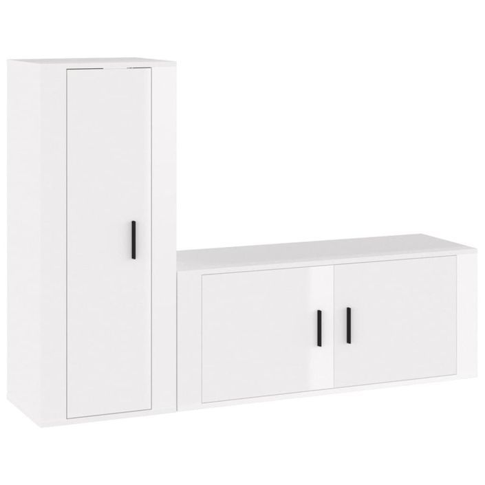 Ensemble de meubles TV 2 pcs blanc brillant bois d'ingénierie - Photo n°1