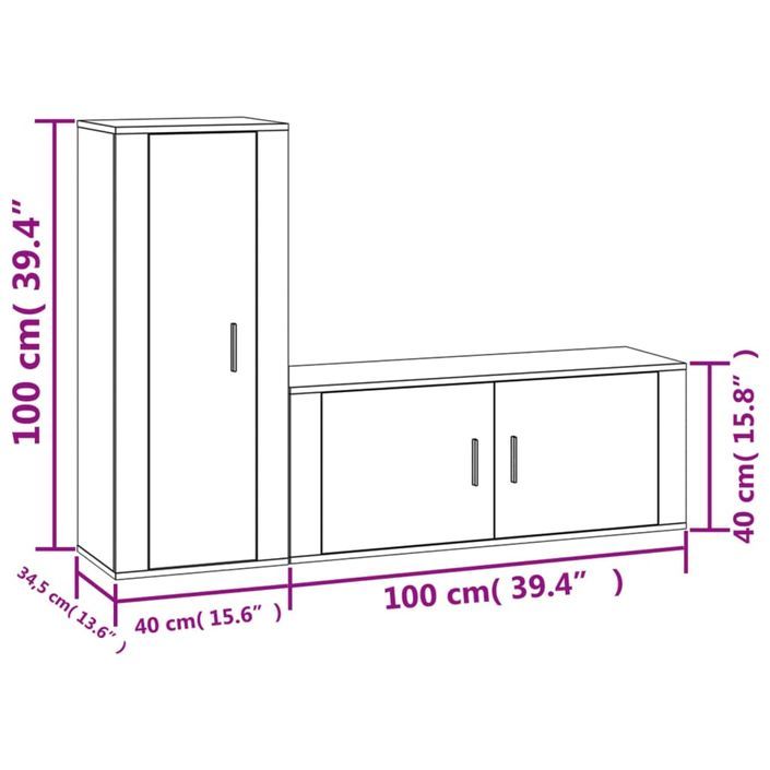 Ensemble de meubles TV 2 pcs blanc brillant bois d'ingénierie - Photo n°7