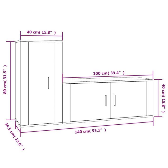 Ensemble de meubles TV 2 pcs blanc brillant bois d'ingénierie - Photo n°8