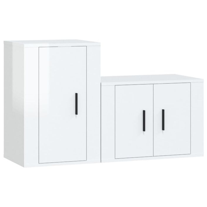 Ensemble de meubles TV 2 pcs blanc brillant bois d'ingénierie - Photo n°1