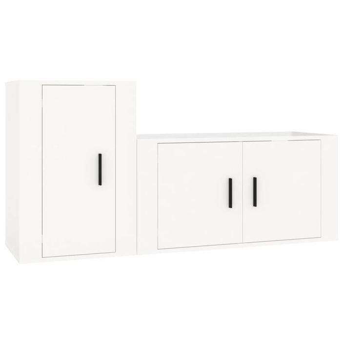 Ensemble de meubles TV 2 pcs blanc brillant bois d'ingénierie - Photo n°1