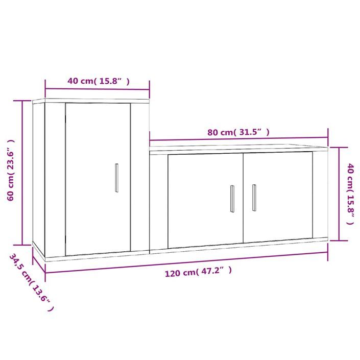 Ensemble de meubles TV 2 pcs blanc brillant bois d'ingénierie - Photo n°8