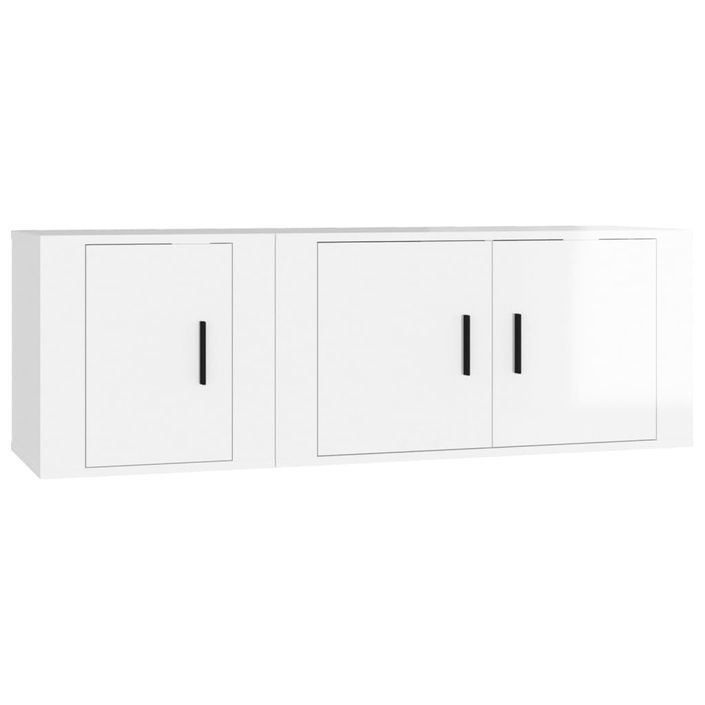 Ensemble de meubles TV 2 pcs blanc brillant bois d'ingénierie - Photo n°1