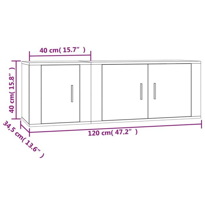 Ensemble de meubles TV 2 pcs blanc brillant bois d'ingénierie - Photo n°10