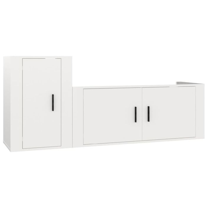 Ensemble de meubles TV 2 pcs blanc brillant bois d'ingénierie - Photo n°1