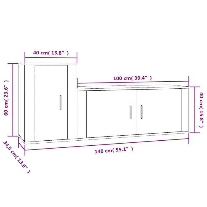 Ensemble de meubles TV 2 pcs blanc brillant bois d'ingénierie - Photo n°8