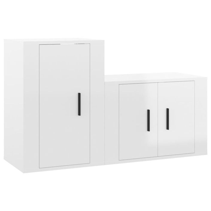 Ensemble de meubles TV 2 pcs blanc brillant bois d'ingénierie - Photo n°1