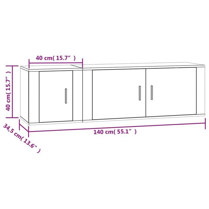 Ensemble de meubles TV 2 pcs blanc brillant bois d'ingénierie - Photo n°10