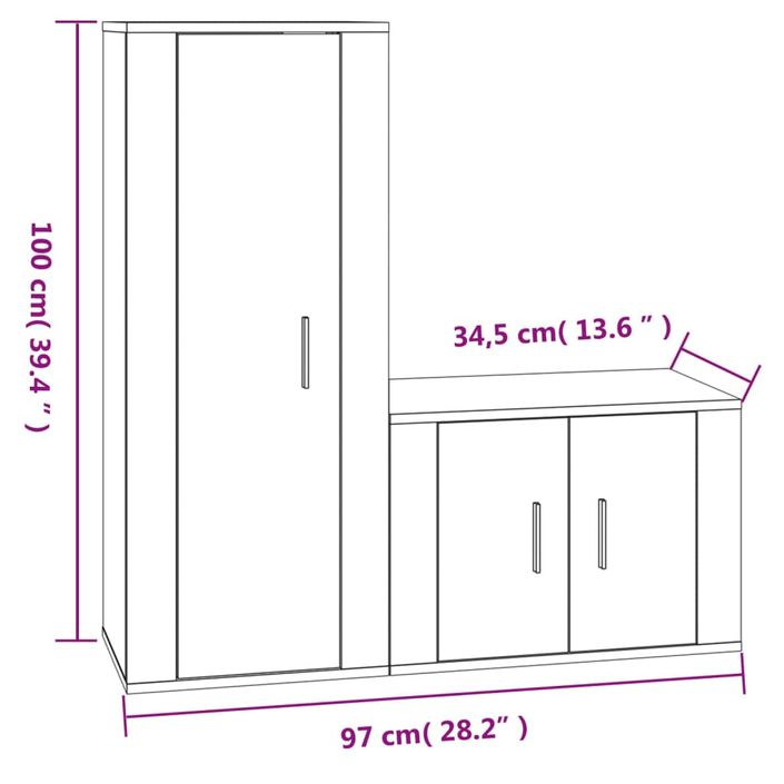 Ensemble de meubles TV 2 pcs Chêne fumé Bois d'ingénierie - Photo n°7