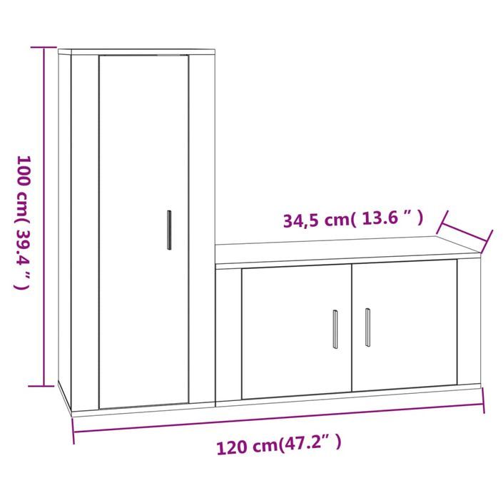 Ensemble de meubles TV 2 pcs Chêne fumé Bois d'ingénierie - Photo n°7