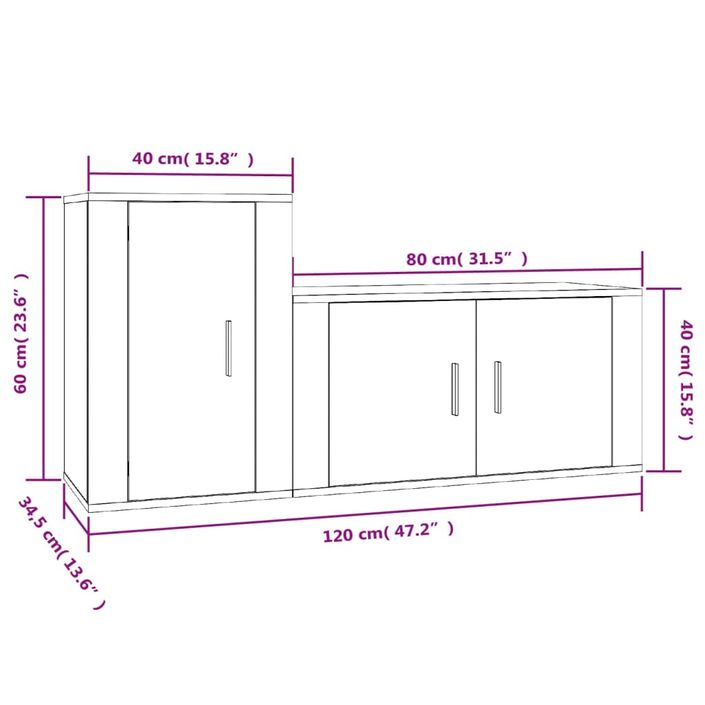 Ensemble de meubles TV 2 pcs Chêne fumé Bois d'ingénierie - Photo n°8