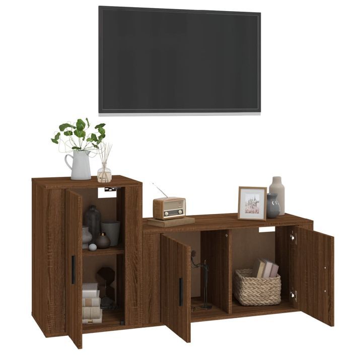 Ensemble de meubles TV 2 pcs Chêne marron Bois d'ingénierie - Photo n°3