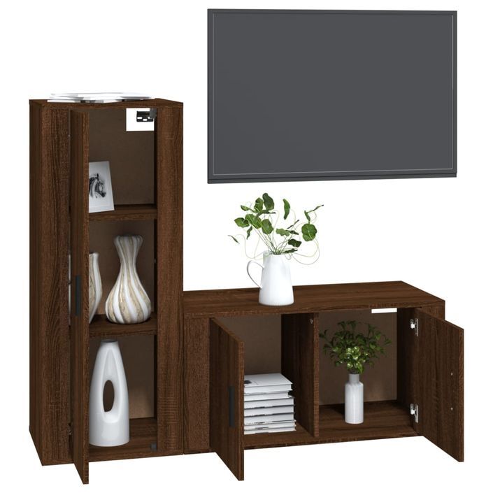 Ensemble de meubles TV 2 pcs Chêne marron Bois d'ingénierie - Photo n°3