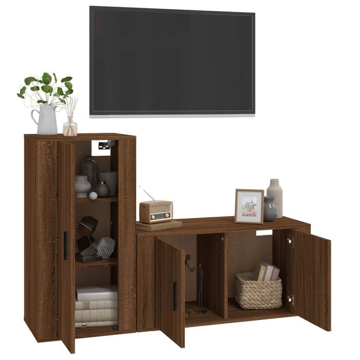 Ensemble de meubles TV 2 pcs Chêne marron Bois d'ingénierie - Photo n°3