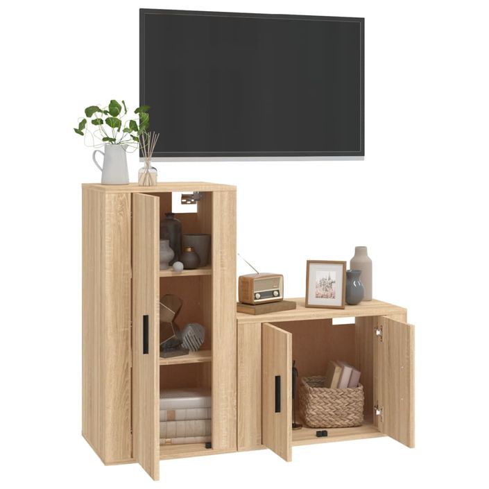 Ensemble de meubles TV 2 pcs chêne sonoma bois d'ingénierie - Photo n°3