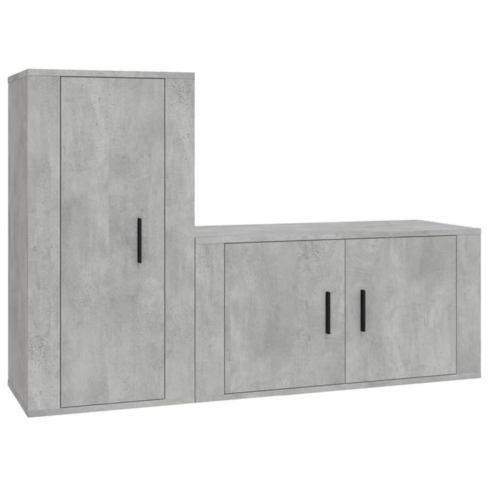 Ensemble de meubles TV 2 pcs gris béton bois d'ingénierie - Photo n°2