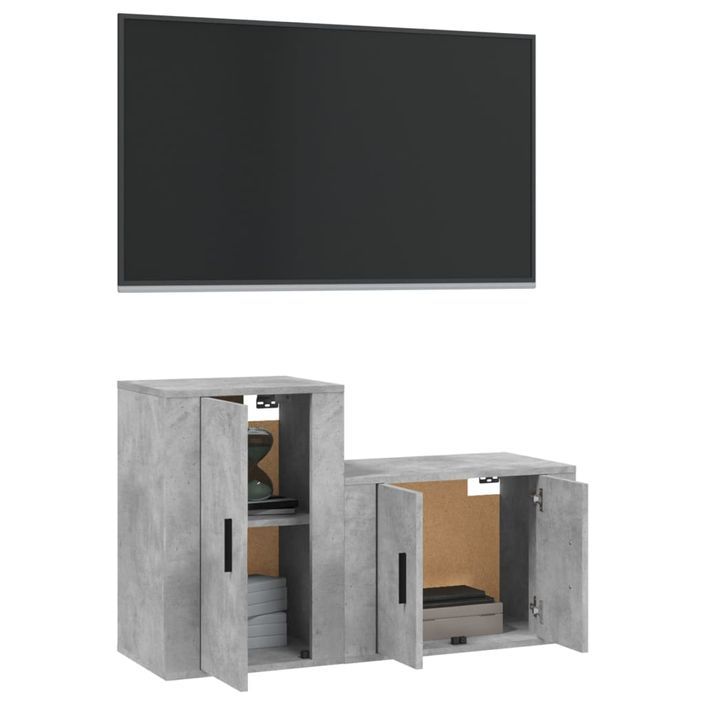 Ensemble de meubles TV 2 pcs gris béton bois d'ingénierie - Photo n°3