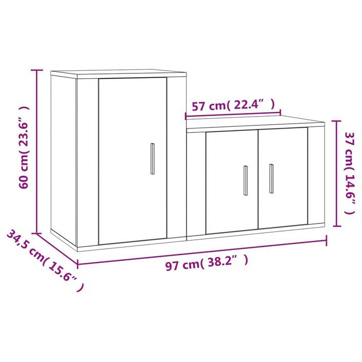 Ensemble de meubles TV 2 pcs gris béton bois d'ingénierie - Photo n°10