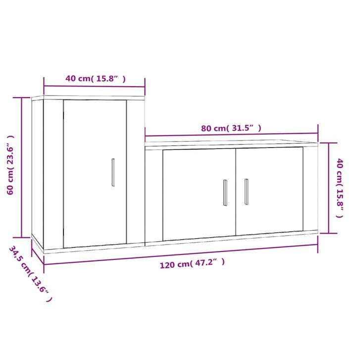 Ensemble de meubles TV 2 pcs Sonoma gris Bois d'ingénierie - Photo n°8