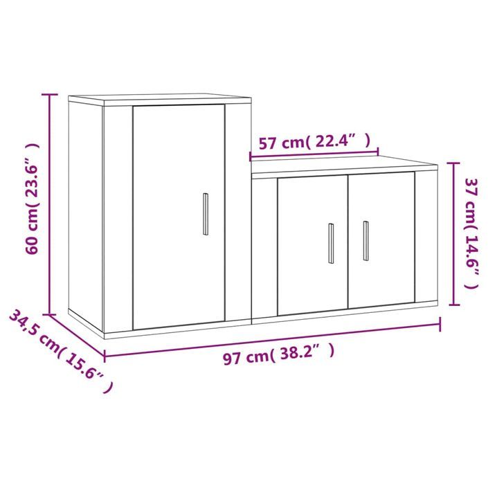 Ensemble de meubles TV 2 pcs Sonoma gris Bois d'ingénierie - Photo n°10