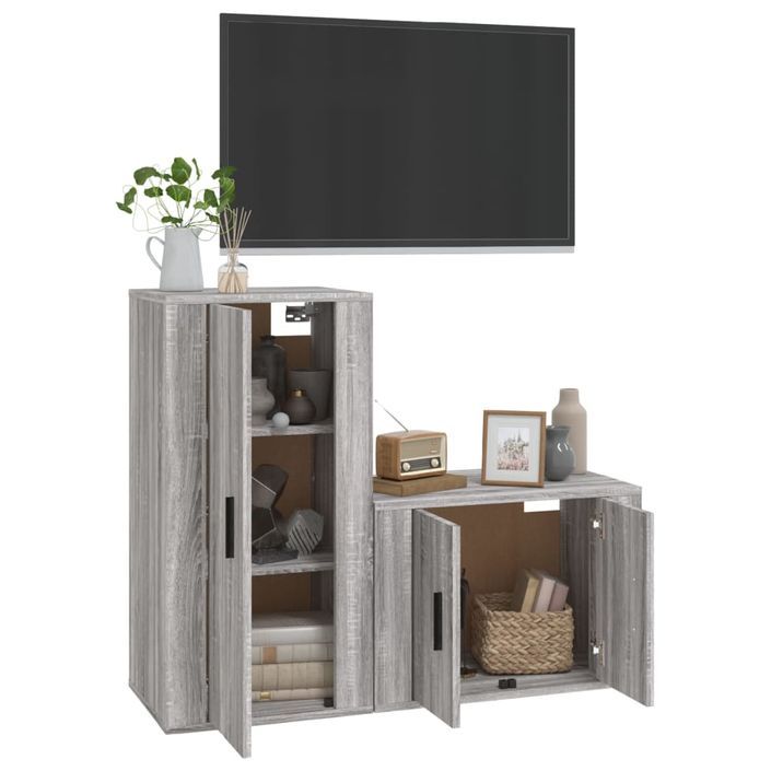 Ensemble de meubles TV 2 pcs Sonoma gris Bois d'ingénierie - Photo n°3