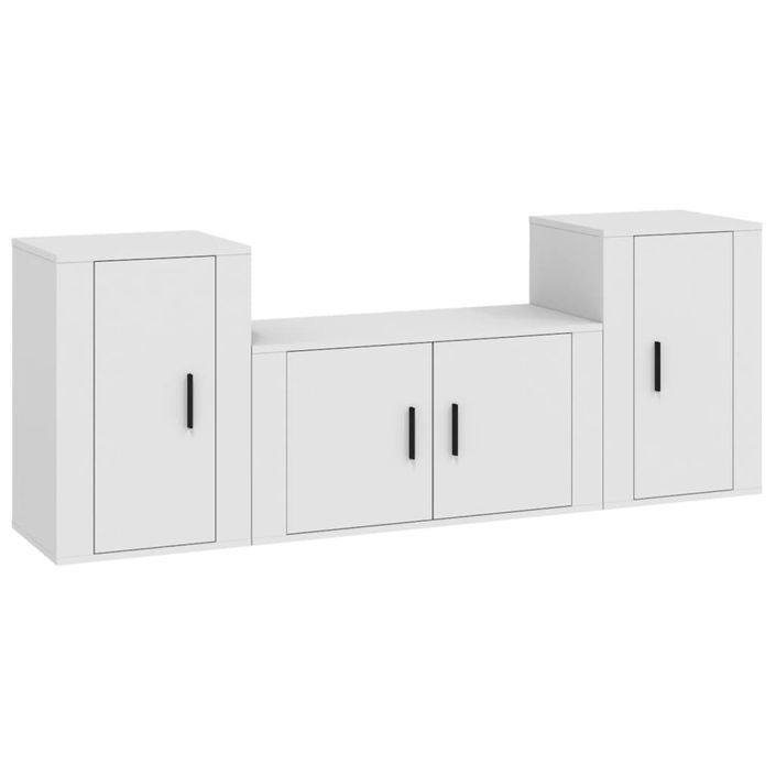 Ensemble de meubles TV 3 pcs Blanc Bois d'ingénierie - Photo n°1