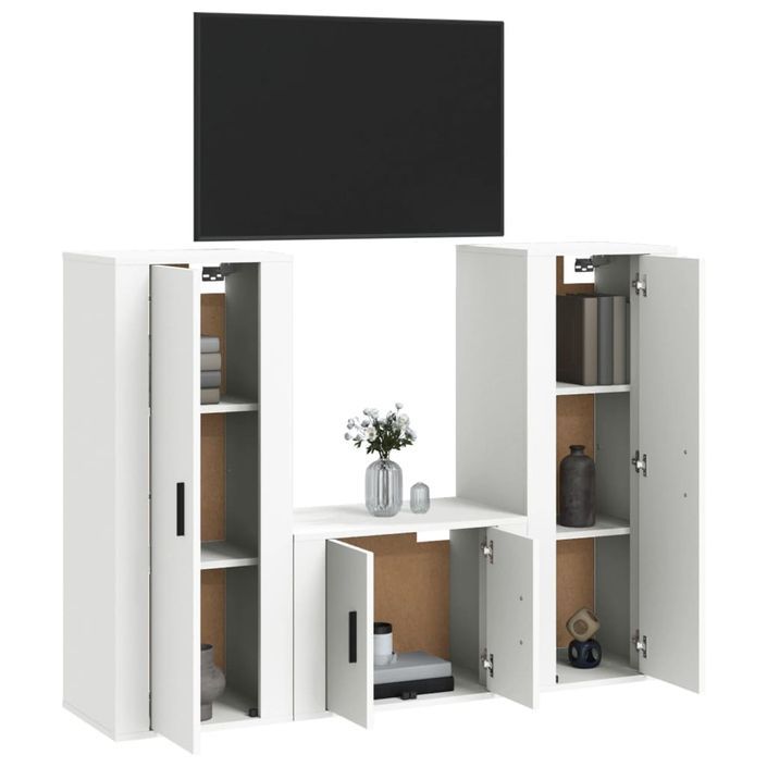 Ensemble de meubles TV 3 pcs Blanc Bois d'ingénierie - Photo n°3