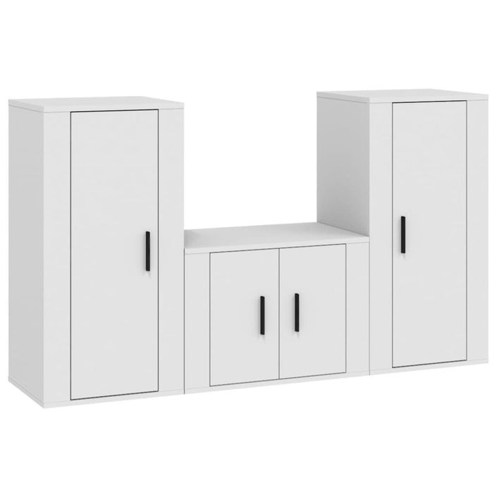 Ensemble de meubles TV 3 pcs Blanc Bois d'ingénierie - Photo n°1