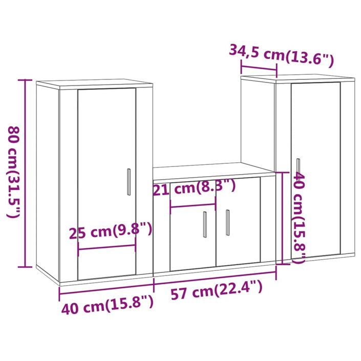 Ensemble de meubles TV 3 pcs Blanc Bois d'ingénierie - Photo n°8