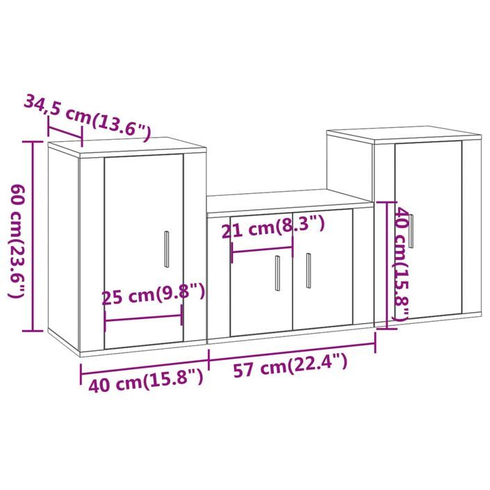 Ensemble de meubles TV 3 pcs Blanc Bois d'ingénierie - Photo n°8