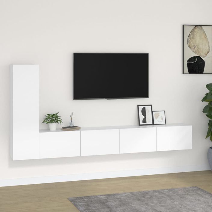 Ensemble de meubles TV 3 pcs Blanc Bois d'ingénierie - Photo n°1