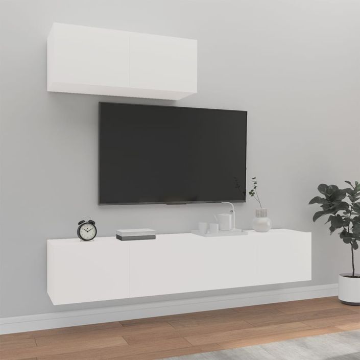 Ensemble de meubles TV 3 pcs Blanc Bois d'ingénierie - Photo n°1