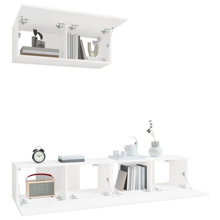 Ensemble de meubles TV 3 pcs Blanc Bois d'ingénierie - Photo n°4