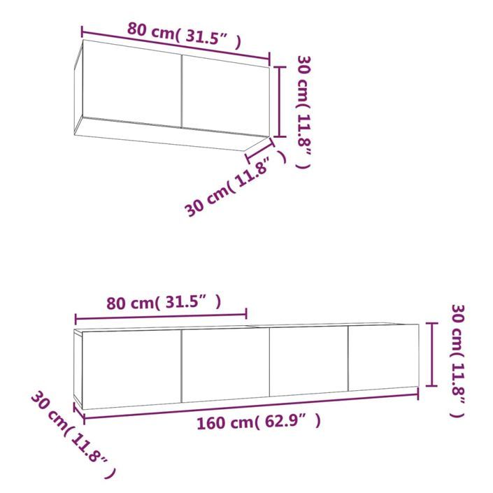 Ensemble de meubles TV 3 pcs Blanc Bois d'ingénierie - Photo n°7