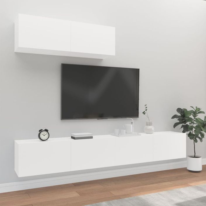 Ensemble de meubles TV 3 pcs Blanc Bois d'ingénierie - Photo n°1