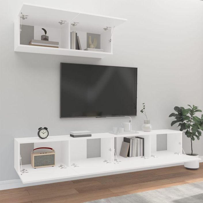 Ensemble de meubles TV 3 pcs Blanc Bois d'ingénierie - Photo n°3