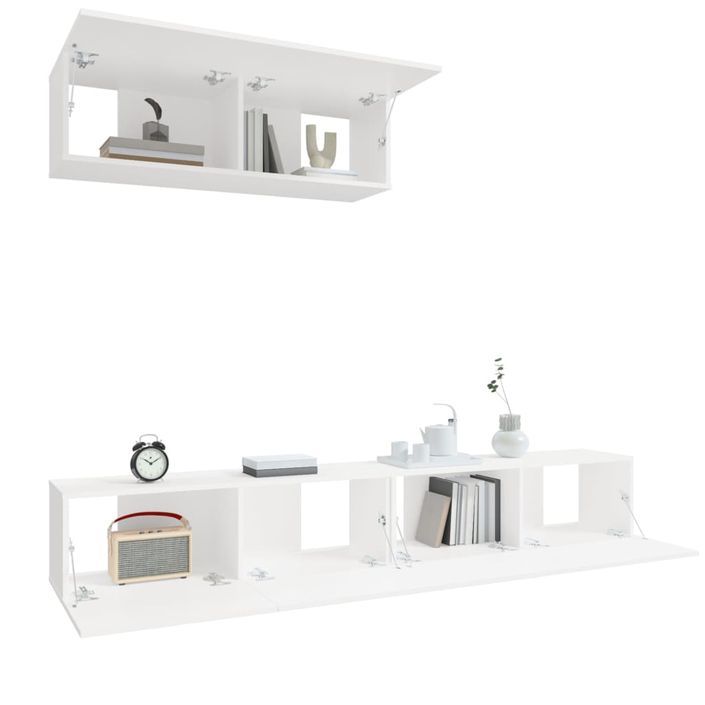 Ensemble de meubles TV 3 pcs Blanc Bois d'ingénierie - Photo n°4