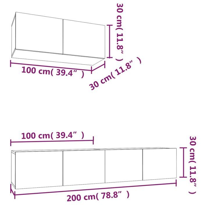 Ensemble de meubles TV 3 pcs Blanc Bois d'ingénierie - Photo n°7