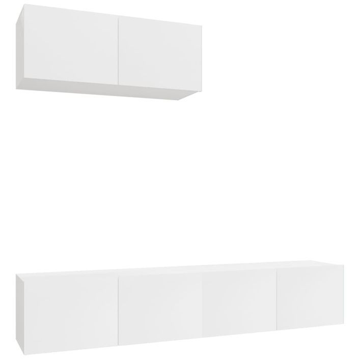 Ensemble de meubles TV 3 pcs Blanc brillant Bois d'ingénierie - Photo n°2