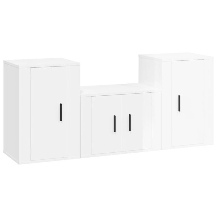 Ensemble de meubles TV 3 pcs Blanc brillant Bois d'ingénierie - Photo n°1