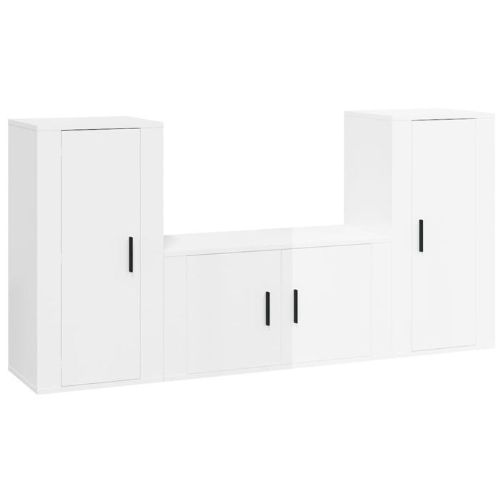 Ensemble de meubles TV 3 pcs Blanc brillant Bois d'ingénierie - Photo n°1