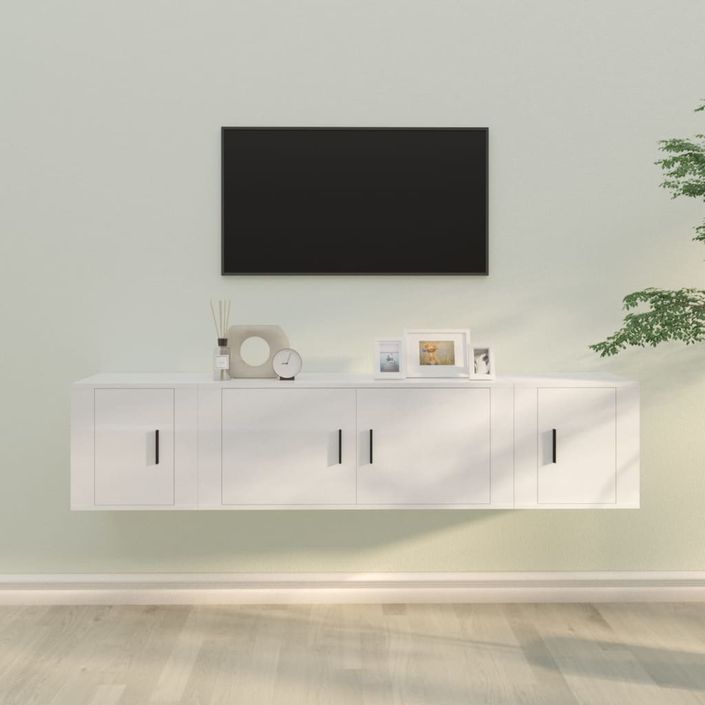 Ensemble de meubles TV 3 pcs Blanc brillant Bois d'ingénierie - Photo n°2