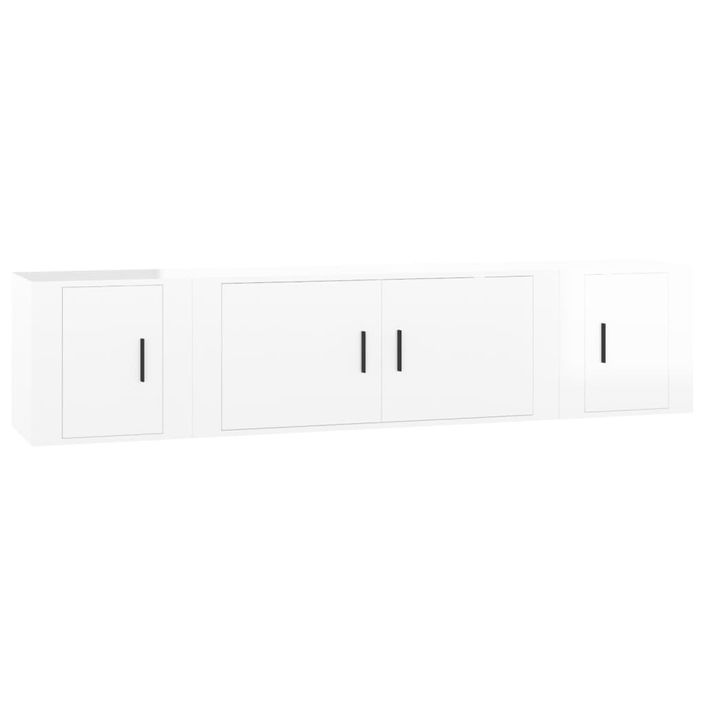 Ensemble de meubles TV 3 pcs Blanc brillant Bois d'ingénierie - Photo n°1