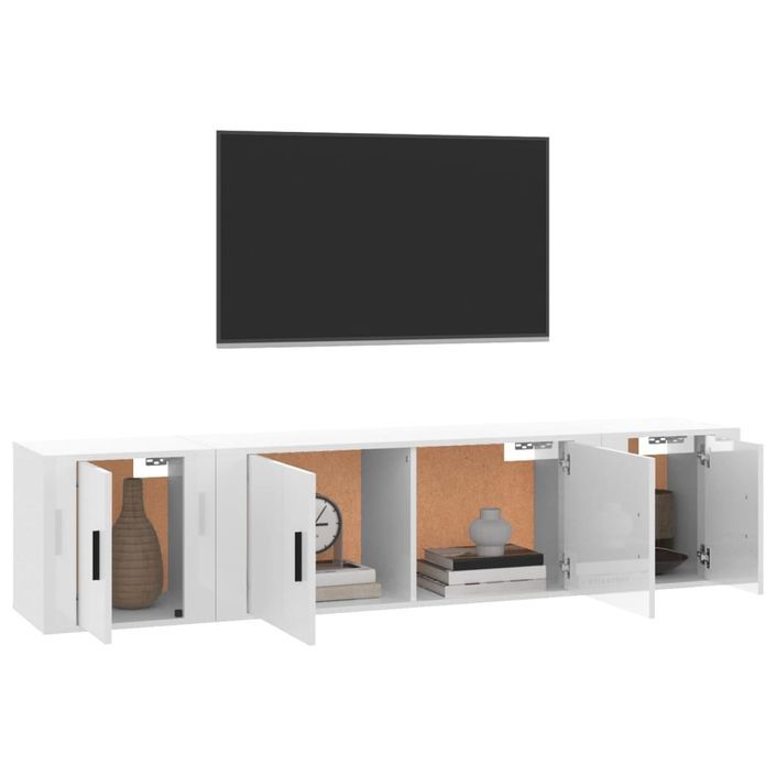 Ensemble de meubles TV 3 pcs Blanc brillant Bois d'ingénierie - Photo n°3