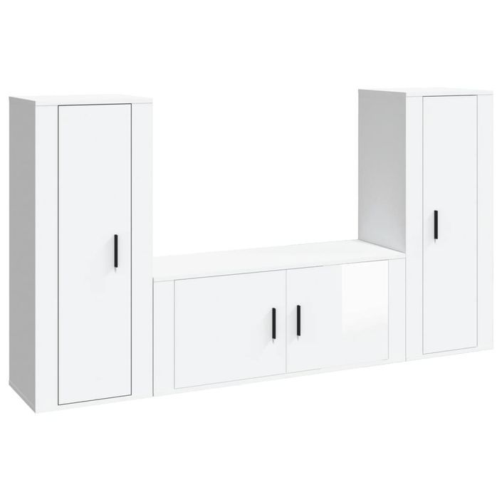 Ensemble de meubles TV 3 pcs Blanc brillant Bois d'ingénierie - Photo n°1