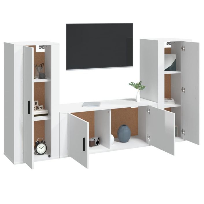 Ensemble de meubles TV 3 pcs Blanc brillant Bois d'ingénierie - Photo n°3